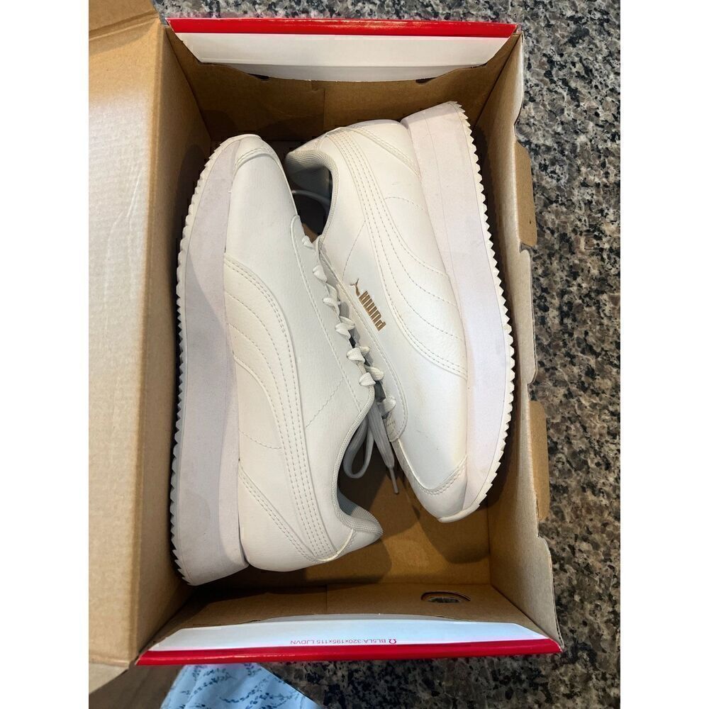 EUC Puma Turino Stacked White SoftFoam+ Optimal Comfort Sneakers Shoes 7.5